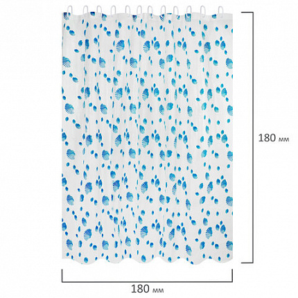 Шторка для ванной PEVA, 180х180 см, кольца в комплекте, дизайн ассорти, МОРЕ, WBZ (ВБЗ), 700069
