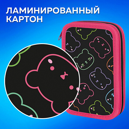 Пенал ПИФАГОР, 3 отделения, ламинированный картон, 19х11 см, "Bears", 273487