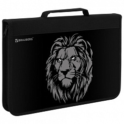 Папка на молнии BRAUBERG А4 с ручкой, с органайзером, 1 отделение, "Savage lion", 272218