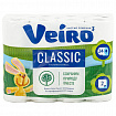 Бумага туалетная бытовая, спайка 24 шт., 2-х слойная (24х15 м), VEIRO Classic, белая, 5с224