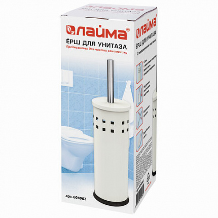 Ершик для унитаза с подставкой, металл, белый, глянцевый, LAIMA, 604962