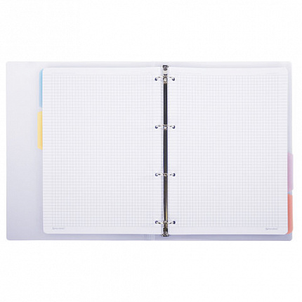 Тетрадь на кольцах БОЛЬШАЯ 305х230мм А4, 120л, пластик, с разделителями, BRAUBERG, Фиолетовый, 404623