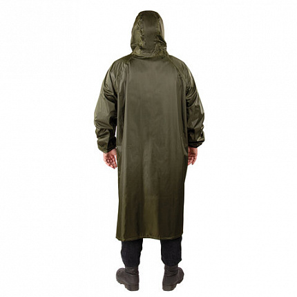 Дождевик-плащ цвета хаки на молнии многоразовый с ПВХ-покрытием, размер 52-54 (XL), рост 170-176, ГРАНДМАСТЕР, 610847