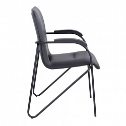 Кресло для приемных и переговорных BRABIX "Samba CF-107", черный каркас, кожзам черный, собранное, 533189