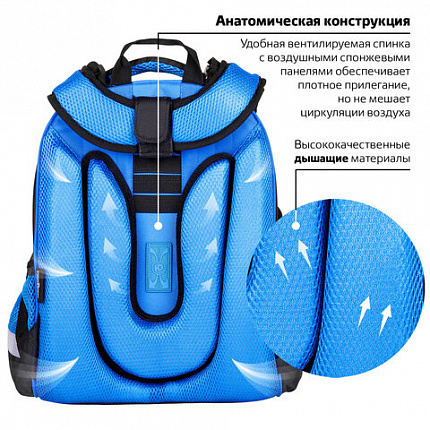 Ранец ЮНЛАНДИЯ EXTRA с дополнительным объемом, 2 отделения, "Soccer ball", 38х29х18 см, 270677