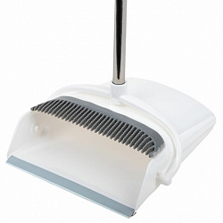 Совок для мусора КОМПЛЕКТ щетка + 2 рукоятки по 77 см металлические разборные, бело-серый, колорбокс, LAIMA, 608947