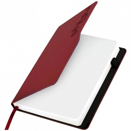 Ежедневник датированный 2026, А5, 150x213 мм, BRAUBERG "Up", под кожу, софт-тач, держатель для ручки, красный, 117120