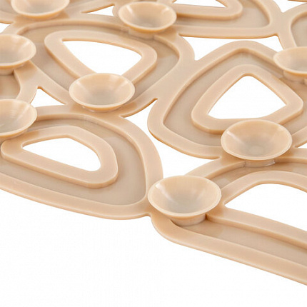 Коврик для ванны противоскользящий 68х37 см, "Треугольники", овальный, бежевый, ПВХ, PRIMILA (ПРИМИЛА), 700380