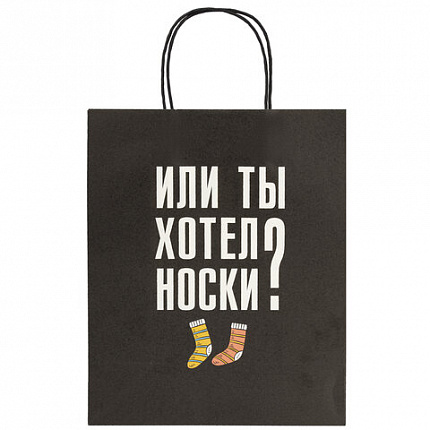 Пакет подарочный (1 штука) 26х13х32 см (L) "Man Funny Notes", ассорти, крафт, ЗОЛОТАЯ СКАЗКА, 700823