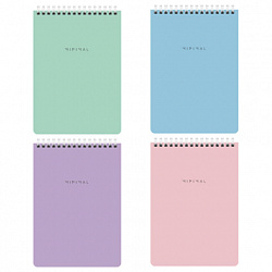 Блокнот А5 146х206 мм, 60 л., гребень, картон, жесткая подложка, клетка, BRAUBERG "Minimal Pastel", 116427