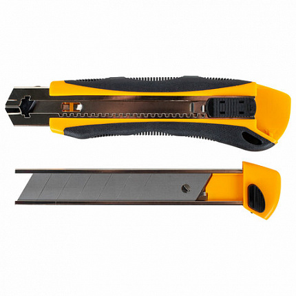 Нож универсальный мощный, 25 мм, BRAUBERG EXTRA-DL, с двумя фиксаторами, резиновые вставки, 238732