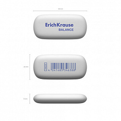 Ластик ERICH KRAUSE "Balance", 50x23x9 мм, белый, овальный, 34638