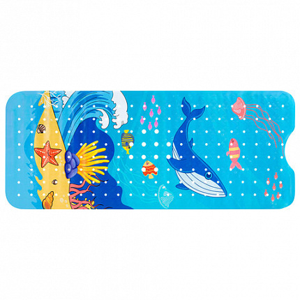 Коврик для ванны противоскользящий 100х40 см, с печатью "Кит", ПВХ, присоски, PRIMILA (ПРИМИЛА), 700377