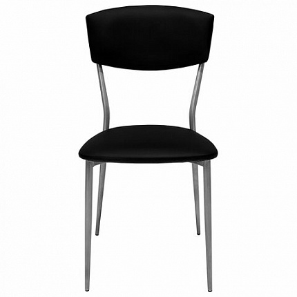 Стул для столовых, кафе, дома РС23, серебристый каркас, экокожа черная