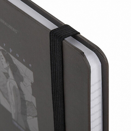 Блокнот с резинкой в клетку 96 л., А5 145х203 мм, твердая обложка, BRAUBERG, "Purpose", 116316