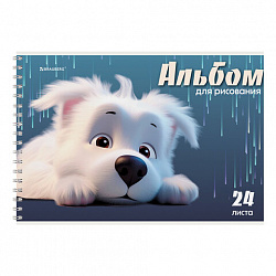 Альбом для рисования А4, 24 л., гребень, обложка картон, BRAUBERG, 195х285 мм, МИКС-1, 107108
