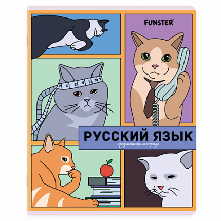 Тетради предметные, КОМПЛЕКТ 12 ПРЕДМЕТОВ, 48л, TWIN лак, FUNSTER, МЕМНЫЕ КОТЫ, 405604