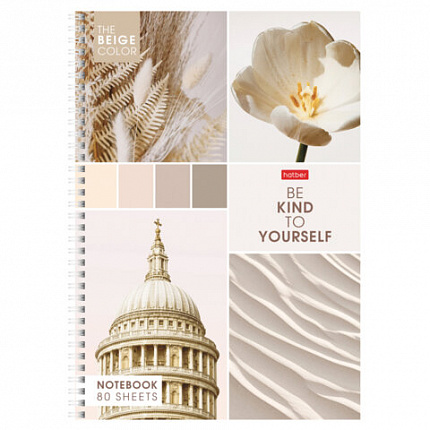 Тетрадь А4 80 л., HATBER, гребень, клетка, обложка картон, "Калейдоскоп Моментов" (микс в спайке), 083174, 80Т4В1гр