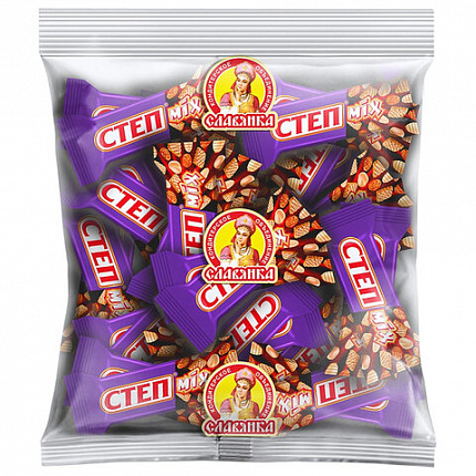 Конфеты шоколадные СЛАВЯНКА "Степ Mix", с изюмом, арахисом и карамелью, 1000 г, пакет, 40685