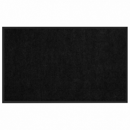 Коврик придверный 90х150 см, ЧЕРНЫЙ, влаго-грязезащитный, 430 г/м2, ребристый, ЛЮБАША СТАНДАРТ, 701038