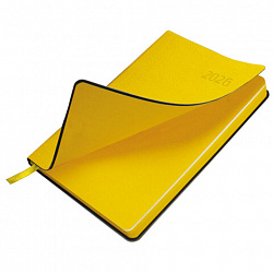 Ежедневник датированный 2026 А5 138x213 мм, BRAUBERG "Stylish", под кожу, гибкий, желтый, 117101