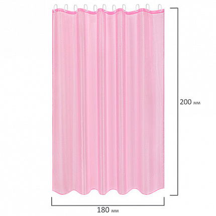Шторка для ванной ПОЛИЭСТЕР, 180х200 см, кольца в комплекте, РОЗОВЫЙ БРИЛЛИАНТ, PRIMILA (ПРИМИЛА), 700098