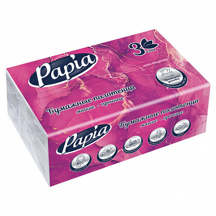 Полотенца бумажные (1 пачка – 100 листов) PAPIA (H3) UNIT PACK, 3-слойные, 23х20,5 см, V-сложение, 5090823