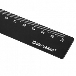 Линейка пластиковая 16 см, BRAUBERG, черная, 210828