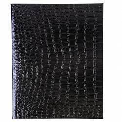 Тетрадь бумвинил А5 48 л., скоба, офсет №1, клетка, с полями, "ЧЕРНАЯ Metallic", CROCO, HATBER, 072232, 48Т5бвВ1