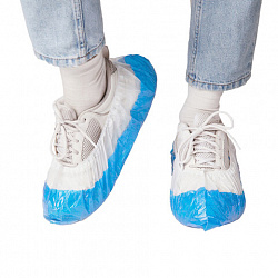 Бахилы двойные, КОМПЛЕКТ 100 шт. (50 пар), СУПЕР ЭКСТРА, 39х14 см, двойная резинка, 54 мкм, 5,1 г, ELEGREEN, ПНД-8/19/2р-Б-С