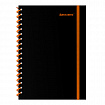 Тетрадь обложка пластик, А5 80 л., спираль пластик, резинка, клетка, BRAUBERG, черный/оранжевый, 405386