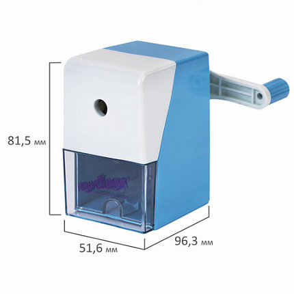 Точилка механическая ЮНЛАНДИЯ "Пастель", для чернографитных и цветных карандашей, корпус голубой, 272001