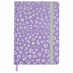 Блокнот с резинкой в клетку 96 л., А5 145х203 мм, твердая обложка с фольгой, BRAUBERG, "Leopard", 116329