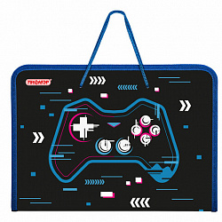 Папка для труда на молнии с ручками ПИФАГОР А4, 1 отделение, пластик, органайзер, "Lucky gamer", 273390