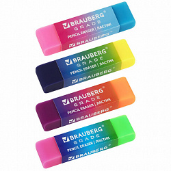 Ластики BRAUBERG GRADE НАБОР 4 штуки, размер ластика 60х15х10 мм, упаковка блистер, 271344