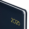 Еженедельник датированный 2026, А5, 145х215 мм, BRAUBERG "Select", балакрон, темно-синий, 117181