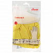 Перчатки VILEDA PROFESSIONAL "Контракт" латексные, МНОГОРАЗОВЫЕ, х/б напыление, размер S (малый), желтый, 174321
