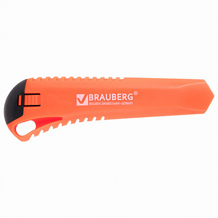 Нож канцелярский 18 мм BRAUBERG "Classic", фиксатор, корпус ассорти, упаковка с европодвесом, 230917