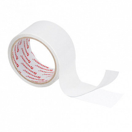 Клейкая двухсторонняя лента 50 мм х 8 м, ПОЛИПРОПИЛЕНОВАЯ ОСНОВА, 90 мкм, BRAUBERG, 600481
