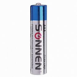 Батарейки КОМПЛЕКТ 4 шт., SONNEN Super Alkaline, AAA (LR03, 24А), алкалиновые, мизинчиковые, в блистере, 451096