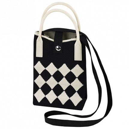 Сумочка-органайзер повседневная HEIKKI KNIT (ХЕЙКИ) кросс боди, вязаная, 17х12х5 см, "Black&White", 273793