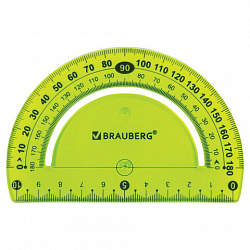 Транспортир 10 см гибкий BRAUBERG "FLEX", пластиковый, 180 градусов, ассорти, европодвес, 210676