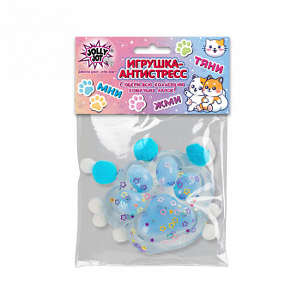 Игрушка-антистресс "КОШАЧЬЯ ЛАПКА С ПОМПОНАМИ", 7х6 см, ассорти 4 цвета, дисплей, JOLLY JOT (ДЖОЛЛИ ДЖОТ), 665774