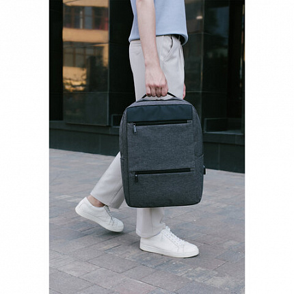 Рюкзак HEIKKI PANEL (ХЕЙКИ) отделение для ноутбука, USB-порт, багажная лента, серый, 44x30x13 см, 273903