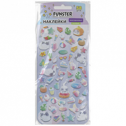 Наклейки гелевые "Вкусный микс", 17,5х9 см, ассорти 6 видов, FUNSTER (ФАНСТЕР), 666082