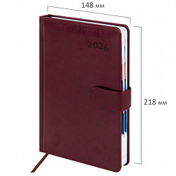Ежедневник датированный 2026 А5 148х218 мм, GALANT "Ritter", под кожу, бордовый, 117493