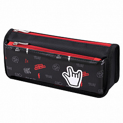 Пенал мягкий BRAUBERG, 2 отделения, полиэстер, "Cool vibes", черный, 21х9х6 см, 271573