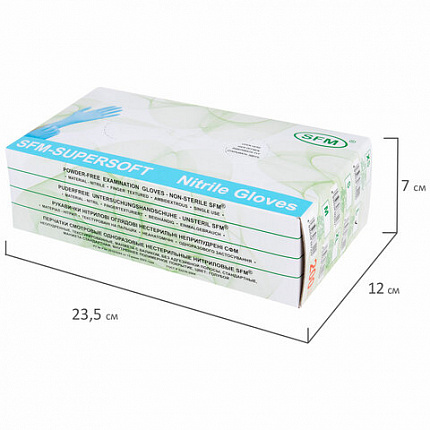 Перчатки нитриловые смотровые SFM Supersoft, Германия, 100 пар (200 штук), размер 8-9, L (большой)