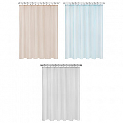 Шторка для ванной PEVA, 180х180 см, кольца в комплекте, цвет ассорти (белый, голубой, коричневый), PRIMILA (ПРИМИЛА), 700072