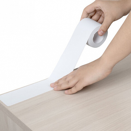 Клейкая лента бордюрная для ванны и кухни 38 мм х 3,2 м, белая, акриловая основа, WBZ (ВБЗ), 700430